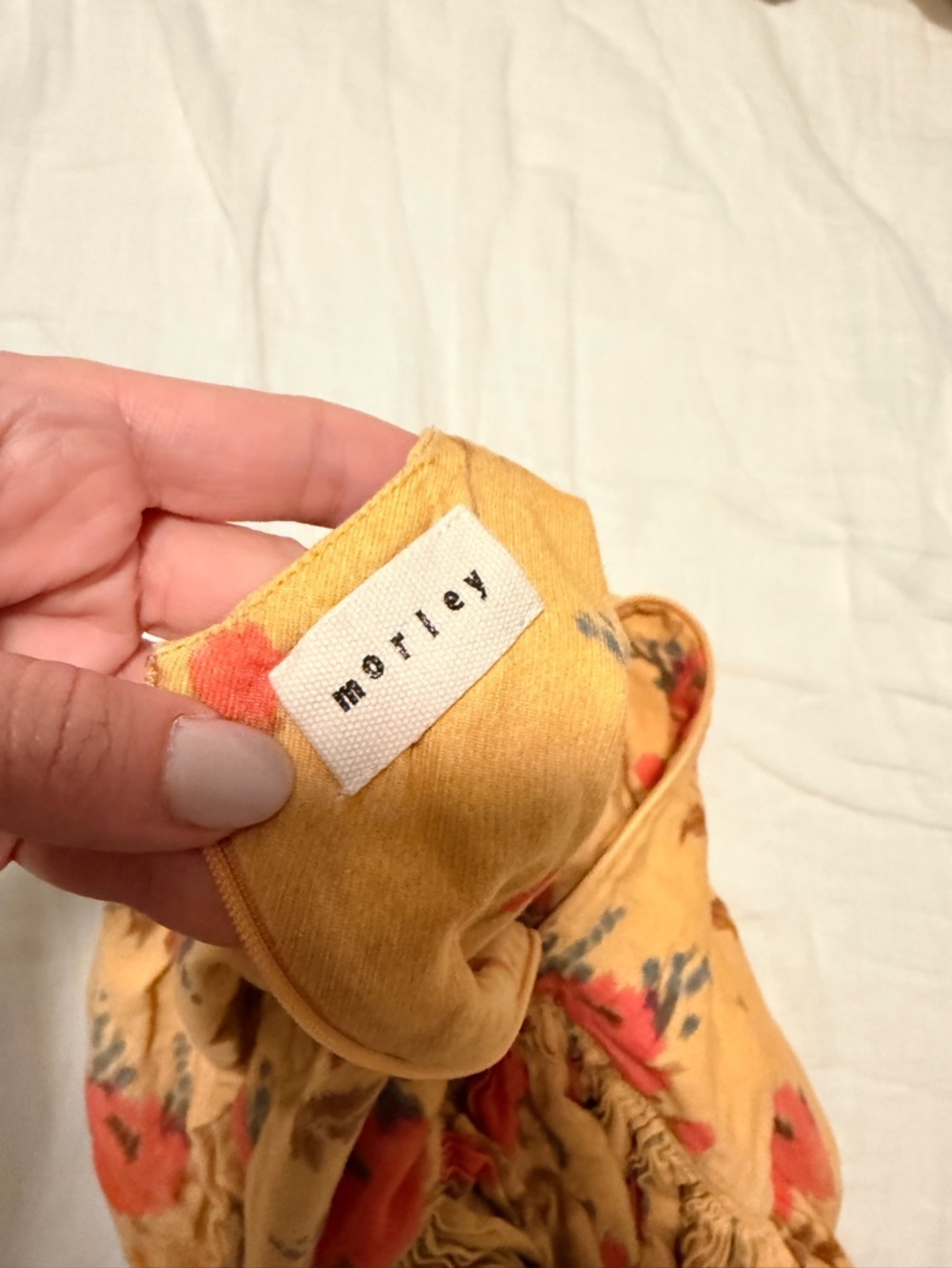 Morley Girls' Mustard Yellow Floral Dress with Orange Poppies - Picture 6 of 7